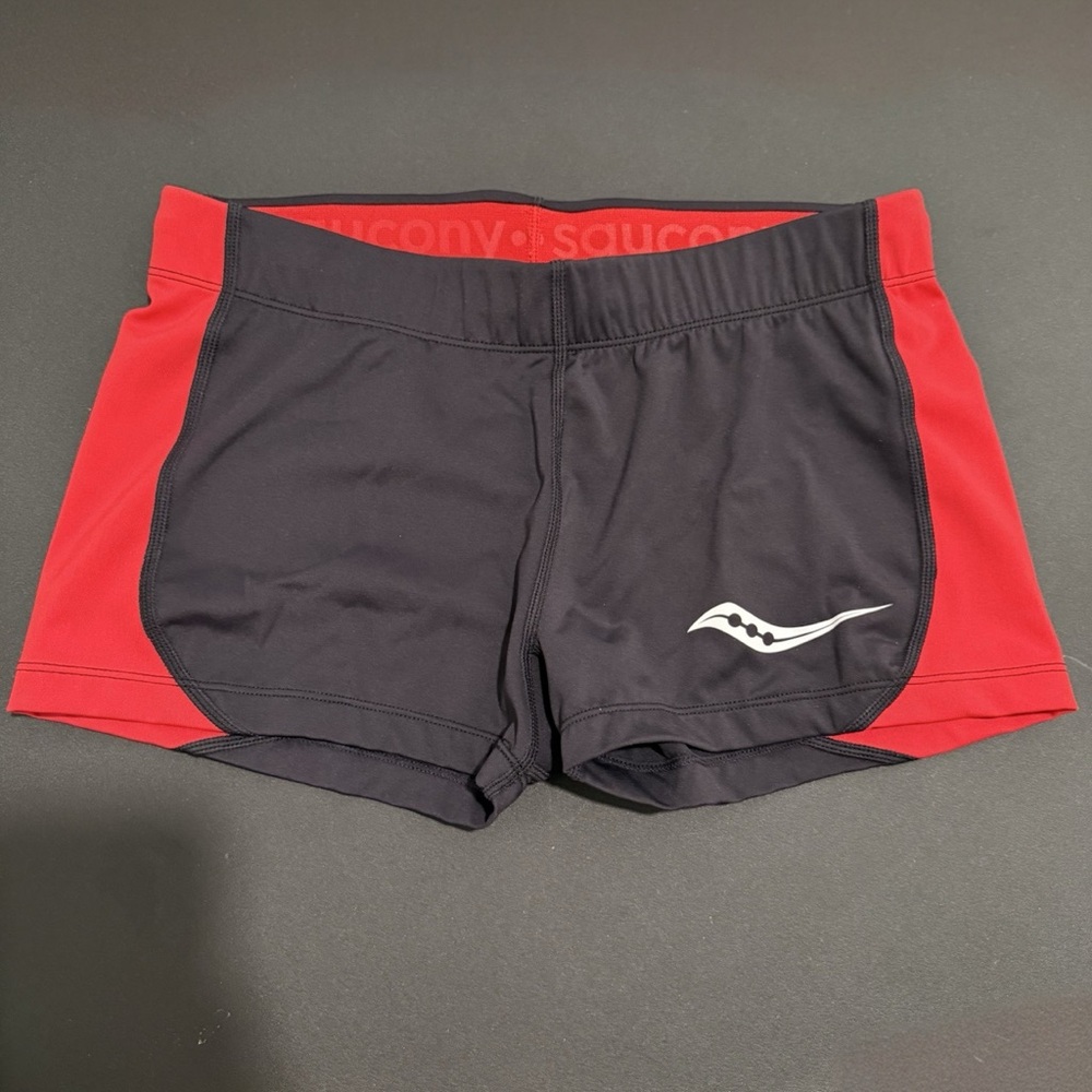 Saucony Women's Black and Red Athletic Shorts size Small